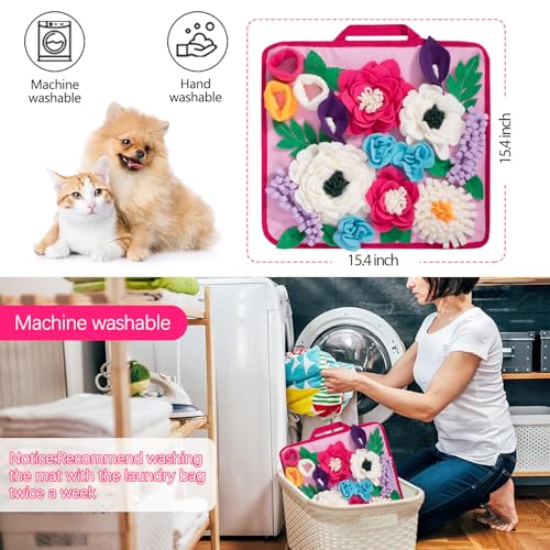 Snuffle Mat for Dogs Pet Treats Feeding Mat for Small (Rose pink)