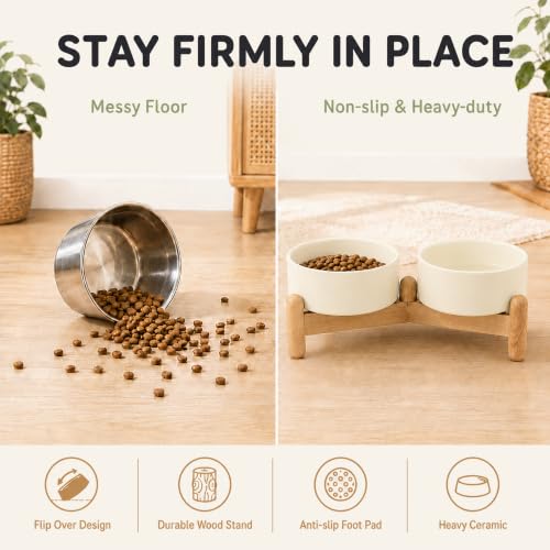 Ceramic Dog Bowls Elevated (Light Yellow)