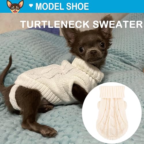 2 Pack Dog Sweaters for Small Dogs (Medium / Blue-White)