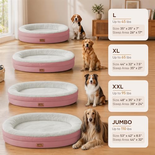 Waterproof Orthopedic Dog Bed for Extra Large Dogs (Pink / 48"L x 35"W x 7.5"Th)