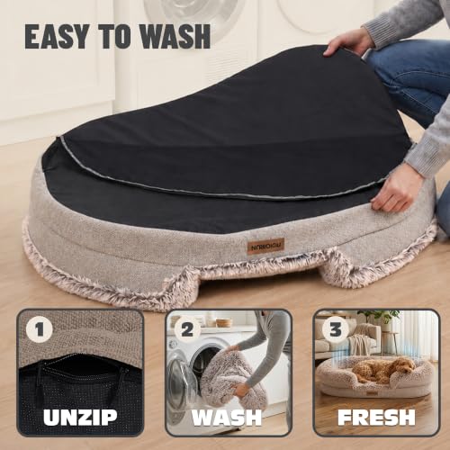 Fluffy Orthopedic Dog Beds Large Sized Dog (Beige / L(43", UP to 90lbs))