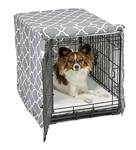 MidWest Homes for Pets Small Dog Crate Cover Featuring Teflon Fabric Protector (Designer Gray / 24 Inch)