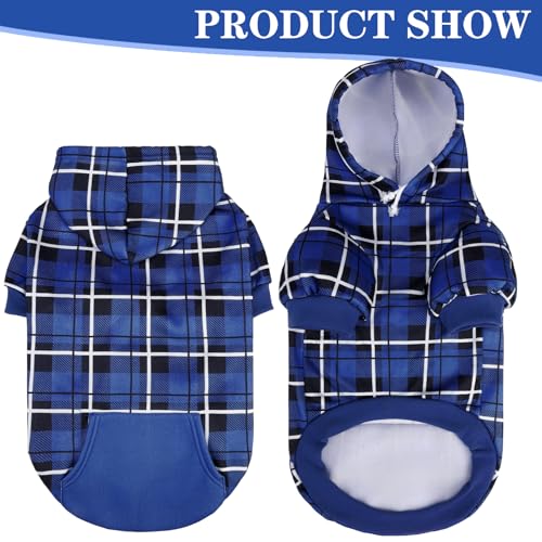 Plaid Dog Hoodie (S-Medium / Navy Blue)