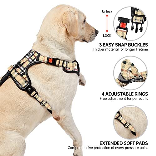 Dog Harness for Medium Sized Dog (Checkered Beige / Medium)