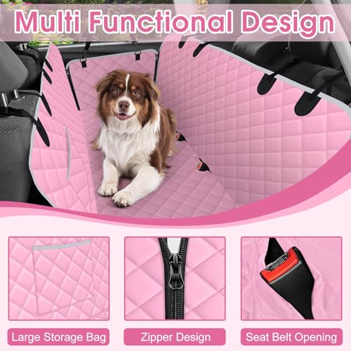 Waterproof Dog Car Seat Cover for Back Seat (Pink,Grey / Large,Standard)