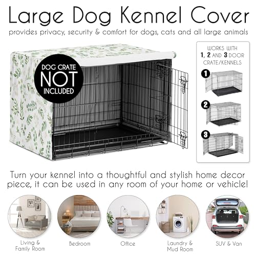 48in. Large Dog Crate Cover (Green Botanical / 48.0"L x 30.5"W x 32.5"H)