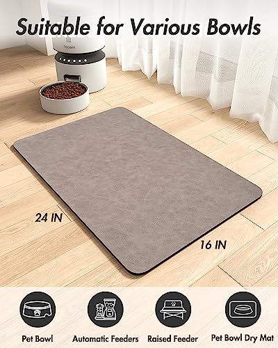 Absorbent Pet Feeding Mat (BROWN / 16"x24")