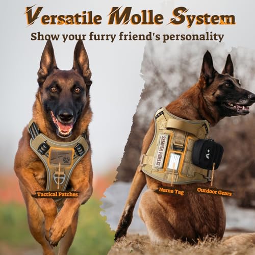 Tactical Dog Harness Medium Sized (M(chest:20.1"-33.9",neck:17.7"-22.3",back:7.5") / Brown)