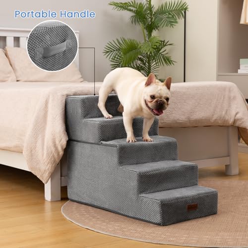 Dog Stairs for High Beds 22.6" H (Grey / 5-Step 22.6" H)