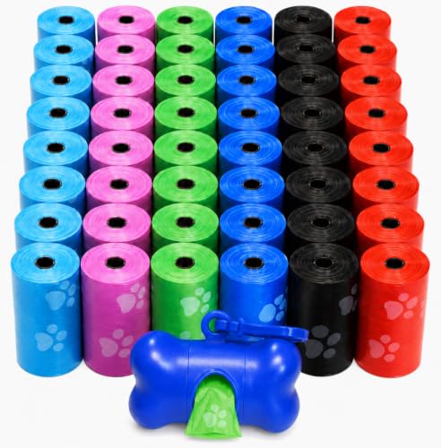 Poop Bags for Dogs with Dispenser (1000 Count (Pack of 1) / Rainbow with Paw Prints)
