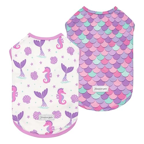 2 Pack Mermaid & Scale UPF 50+ UV Sun Protection Dog Shirt (XX-Large / Mermaid & Scale)