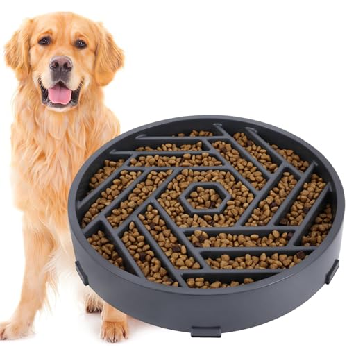 Slow Feeder Dog Bowls Large Medium Breed (Gray)