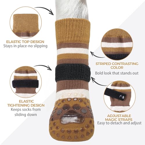 Anti Slip Dog Socks (Brown / Large)