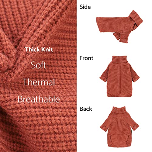 Thermal Knitted Dog Sweater Doggy Winter Coat Pet Clothes Doggie Turtleneck Jacket Puppy Outfits Cat Sweatsuit Red Medium (Medium / Red)