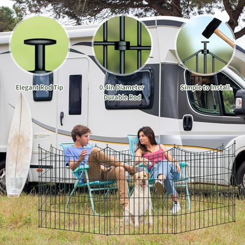 10 Panel No Dig Metal Garden Fence 32"H x 23.6'L Dog Fence Outdoor for Yard (10pc 23.6 ft(L) X 32 in(H)-Concave)