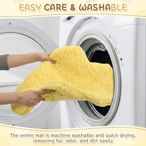3 Pack Self Warming Pet Bed Leaf Shape Self Heating Cat Dog Mat Washable Thermal Sleeping Pad for Indoor Outdoor Hedgehog (Light Yellow / Large-19"x29")