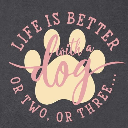 Dog Shirts for Women Dogs Mom Shirt Pet Paw Lover Tees Life is Better with a Dog Short Sleeves Grey (Grey / Large)
