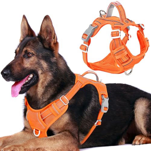 Dog Harness No Pull with ID Tag Pocket (X-Large(Chest:30-38”) / Orange)