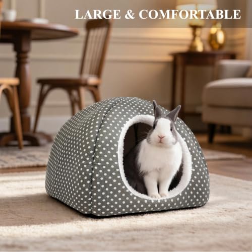Rabbit Hideout Large Bunny Bed Washable Rabbit House (Grey)