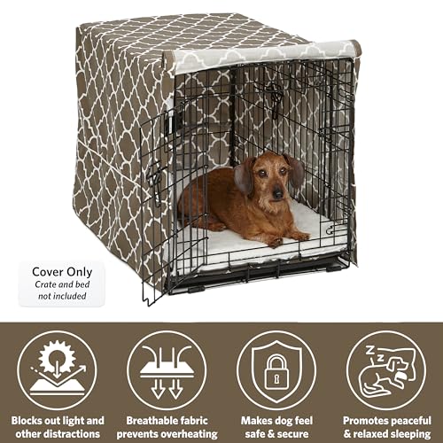 Medium Dog Crate Cover with Teflon Fabric Protector (Brown Geometric Pattern / 29"L x 20"W x 20"H)