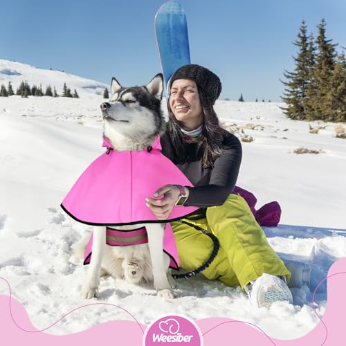 Dog Raincoat Waterproof Dog Rain Jacket with Leash Hole (X-Large / Pink)