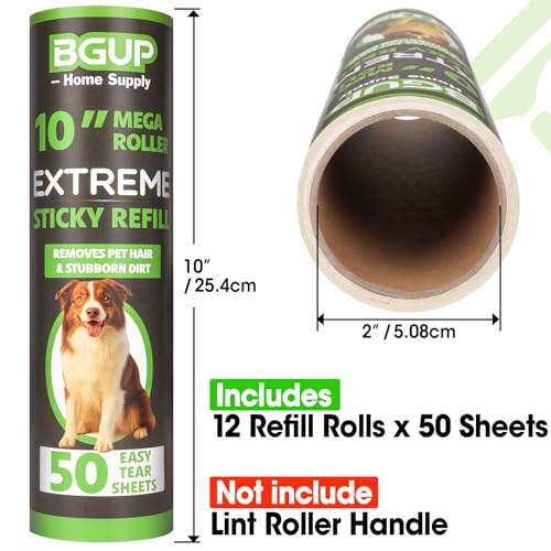 10 Inch Lint Roller Refills (12 Rolls 600 Sheets)