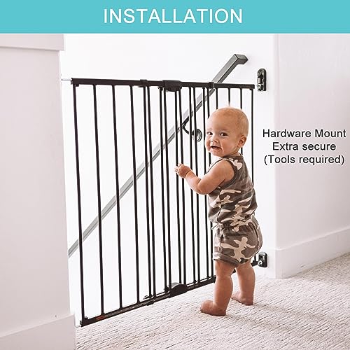 Toddleroo Easy Swing & Lock Baby Gate for Top of Stairs (Matte Bronze / 31" Tall)