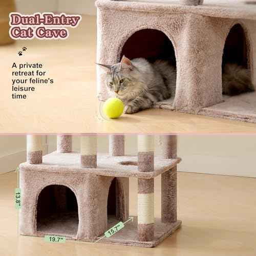 Cat Tree, 71-Inch Tall Cat Tower for Large Maine Coon Cats HCT037MU (Rosy Brown / XL)