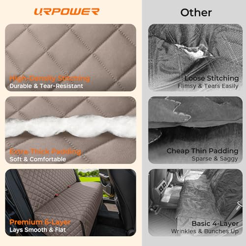 Dog Car Seat Cover for Back Seat (Khaki / Medium (52" W x 49" L))