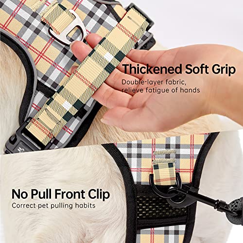 Dog Harness for Small Sized Dog (Checkered Beige / Small)