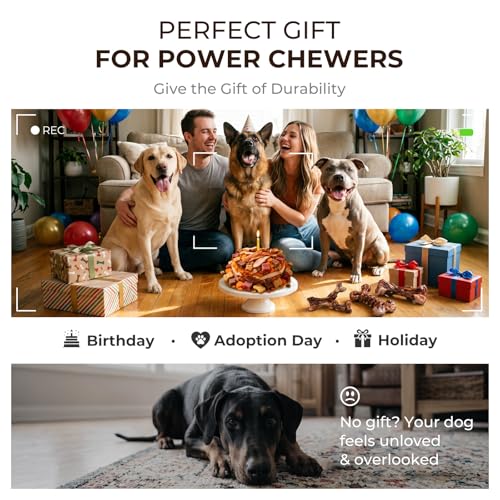 3 Pack Indestructible Dog Chew Toys for Aggressive Chewers (3PC-Bacon-Brown)
