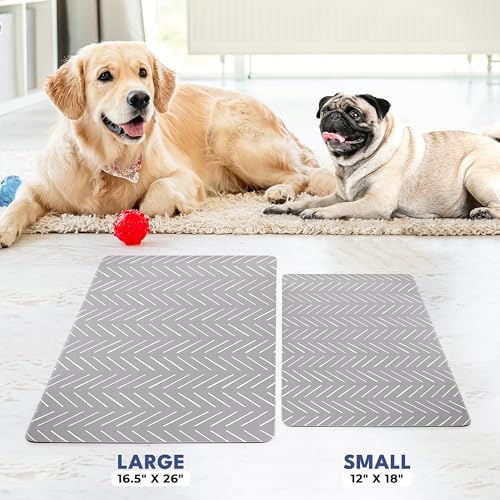 Large Dog Mat for Food and Water (16.5"L x 26"W / Gray Mud Cloth)