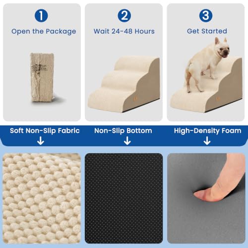 Dog Stairs for Small Dogs and Cats (Khaki)