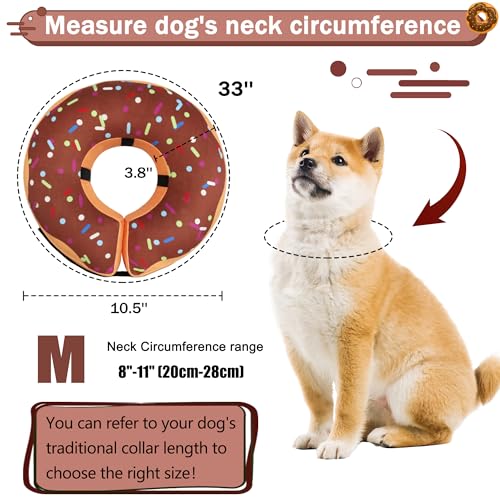 Recovery Donut Collar for Dogs & Cat (Brown / M（neck 8"-11"）)