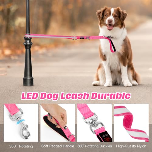 Light Up Dog Leash (Pink / 6FT)