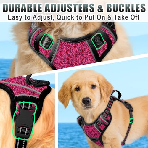 Dog Harness for Small Sized Dog No Pull Dog Vest ID Tag Pocket (Pink/Black / Small)