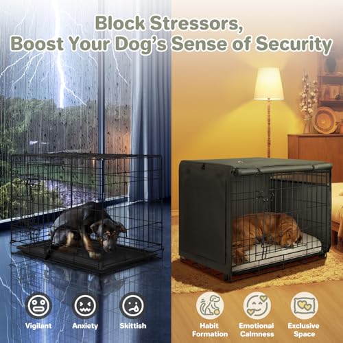 Dog Crate Cover (Black (with left window) / 36 Inch)