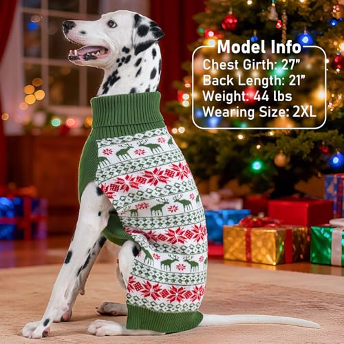Dog Ugly Christmas Sweater for Small Dogs with Snowflake Reindeer (Medium (7-11lbs) / Christmas (Green))