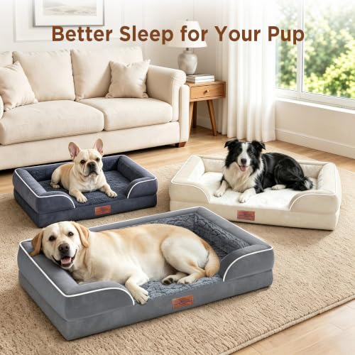 Waterproof Orthopedic Dog Beds for Large Sized Dog (35.0"L x 22.0"W x 7.0"Th / Grey)