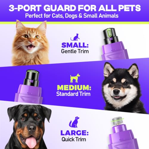 Whisper Quiet Dog Nail Grinder 50%More Power for Sensitive Dogs (Purple)
