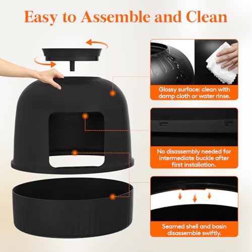 Hidden Plant Cat Litter Box with Stainsteel Scoop (Black)