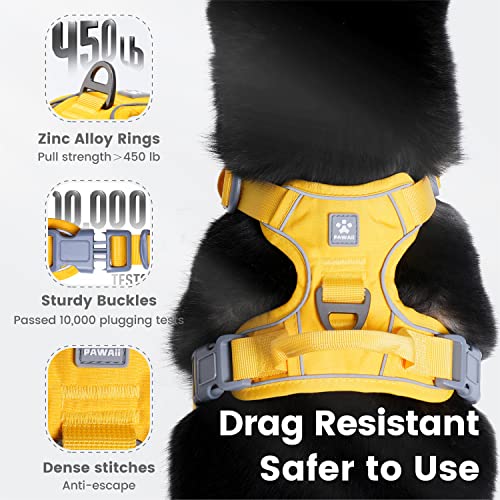 No Pull Dog Harness with Pet ID Tag (L (Chest: 27"-32" ) / Pineapple Yellow)