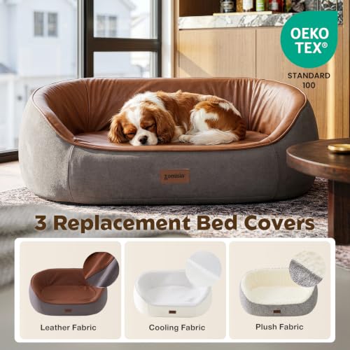 45D Orthopedic Memory Foam Dog Bed Sofa Set with 3 Washable Cover (Dark Grey+Light Grey+Beige)