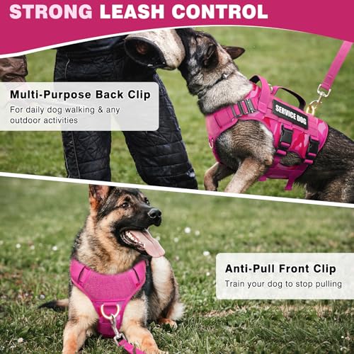 Service Dog Vest Harness for Large Dog (Large / Camo Pink)