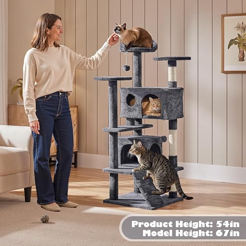 54in Cat Tree Tower (Dark Gray / 54in)