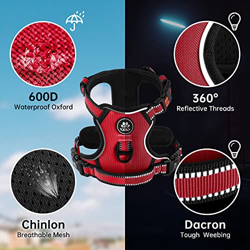 Reflective Dog Harness for Large Dogs (Red / X-Large)