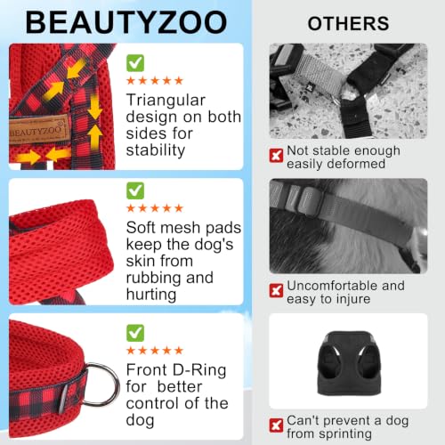 Small Dog Harness and Leash Set (Buffalo Red / S: Chest 17.5"-22")