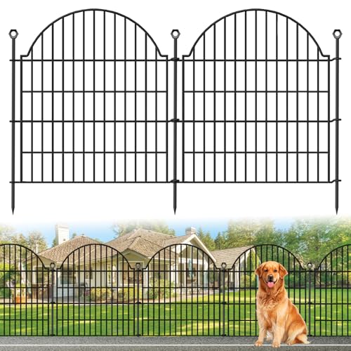 10 Panels No Dig Decorative Outdoor Garden Fence (Black / 32 in(H))