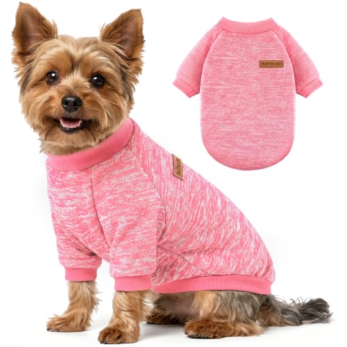 1 Pack Dog Sweater for Small Dogs Girl Boy Winter Fleece Clothes Warm Soft Dog Sweatshirt Outfit for Dogs Cats Pet Apparel (Pink / XXL (Back: 20.4", Chest: 26.7", 22-26 lbs))