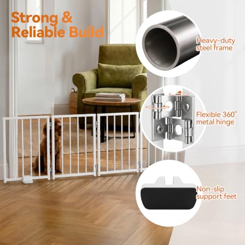 Small Dog Gate Indoor (White / Up to 72" W, 16.5" H)